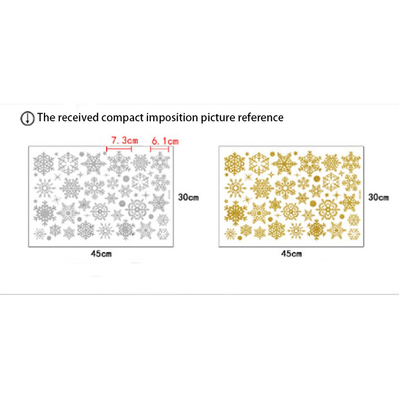 Αυτοκόλλητο τοίχου 2022 Gold and Silver Powder Snowflake/XMAS Βιτρίνα καταστήματος Γυάλινη ρύθμιση σκηνής/χριστουγεννιάτικη διακόσμηση τοίχου