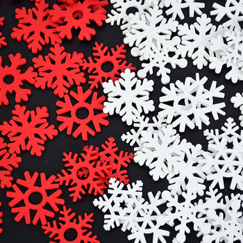 50бр. Микс дървени червени/бели снежинки Коледни орнаменти Коледно дърво Висулки Новогодишни декорации за дома Снежинка Дървесен резен