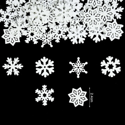 50 τεμ. Mix Ξύλινες Κόκκινες/Λευκές νιφάδες χιονιού Χριστουγεννιάτικα στολίδια Χριστουγεννιάτικα μενταγιόν Πρωτοχρονιάτικα διακοσμητικά για το σπίτι Snow Flake Wood Slice