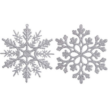 Χριστουγεννιάτικο Τεχνητό Glitter Snowflake 6τμχ 10cm Πλαστικό Snowflake Xmas Στολίδια Κρεμαστό Κρεμαστό Στολίδι Χριστουγεννιάτικο Δέντρο Διακόσμηση