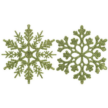 Коледна изкуствена блестяща снежинка 6 бр. 10 см пластмасова снежинка Коледни орнаменти Висулка Висящ орнамент Коледно дърво Декор