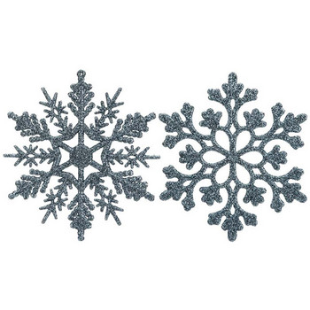 Коледна изкуствена блестяща снежинка 6 бр. 10 см пластмасова снежинка Коледни орнаменти Висулка Висящ орнамент Коледно дърво Декор