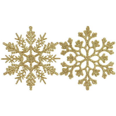 Χριστουγεννιάτικο Τεχνητό Glitter Snowflake 6τμχ 10cm Πλαστικό Snowflake Xmas Στολίδια Κρεμαστό Κρεμαστό Στολίδι Χριστουγεννιάτικο Δέντρο Διακόσμηση