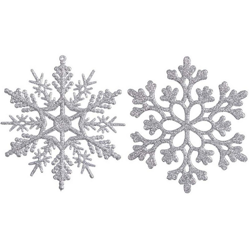 Jõulude kunstlik sädelev lumehelves 6 tk 10 cm plastikust lumehelves jõuluehted rippuv rippuv kaunistus jõulupuu kaunistus