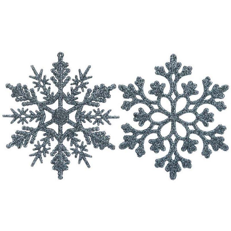 Jõulude kunstlik sädelev lumehelves 6 tk 10 cm plastikust lumehelves jõuluehted rippuv rippuv kaunistus jõulupuu kaunistus