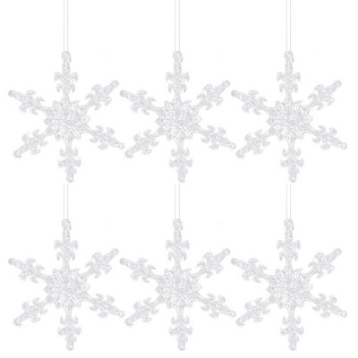 Vruća prozirna kriška božićne pahuljice, viseći privjesak s božićnim drvcem, šest latica, akrilna kriška pahuljice Božićni ukrasi 2023.