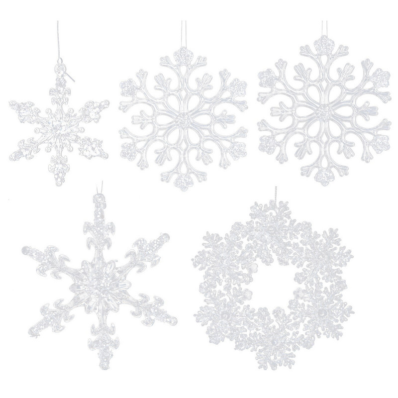 Vruća prozirna kriška božićne pahuljice, viseći privjesak s božićnim drvcem, šest latica, akrilna kriška pahuljice Božićni ukrasi 2023.