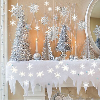 3D хартиен гирлянд Изкуствени снежинки Декор Frozen Party Коледна украса за дома Сватба Рожден ден Направи си сам ръчно изработена декорация за дома
