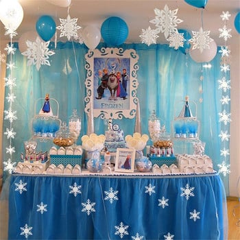 3D хартиен гирлянд Изкуствени снежинки Декор Frozen Party Коледна украса за дома Сватба Рожден ден Направи си сам ръчно изработена декорация за дома