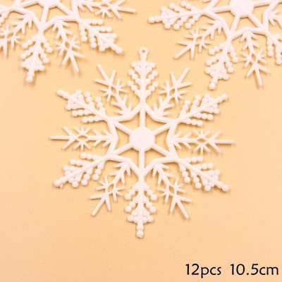 1 Опаковка Пластмасови бели снежинки Многотипови фалшиви снежинки за декорация на коледно парти Коледно дърво Висулки Декорации за прозорци
