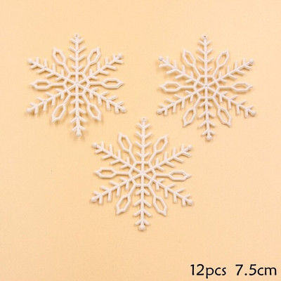 1 Опаковка Пластмасови бели снежинки Многотипови фалшиви снежинки за декорация на коледно парти Коледно дърво Висулки Декорации за прозорци