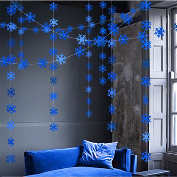 Χειμερινή χώρα των θαυμάτων Μπάνερ γενεθλίων Διακόσμηση πάρτι με μπλε νιφάδα χιονιού Γιρλάντες διακόσμηση Χριστουγεννιάτικο Παράθυρο σπιτιού Navidad Ψεύτικη διακόσμηση χιονιού
