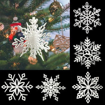 10 τμχ Χριστουγεννιάτικες νιφάδες χιονιού DIY Λευκές πλαστικές νιφάδες χιονιού για το σπίτι μενταγιόν Χριστουγεννιάτικο δέντρο Πρωτοχρονιάτικο πάρτι Παράθυρο Διακόσμηση γάμου