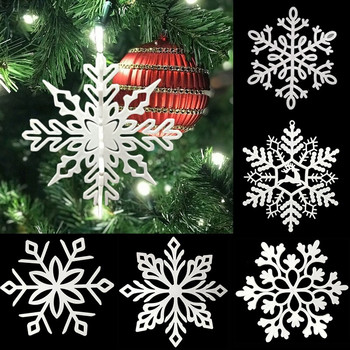 10 τμχ Χριστουγεννιάτικες νιφάδες χιονιού DIY Λευκές πλαστικές νιφάδες χιονιού για το σπίτι μενταγιόν Χριστουγεννιάτικο δέντρο Πρωτοχρονιάτικο πάρτι Παράθυρο Διακόσμηση γάμου