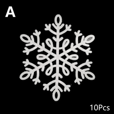 10Gb Ziemassvētku sniegpārslas DIY baltas plastmasas sniegpārslas mājām Ziemassvētku eglītes kuloni Jaungada ballītes logu kāzu dekors