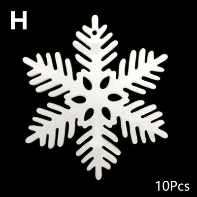 10Gb Ziemassvētku sniegpārslas DIY baltas plastmasas sniegpārslas mājām Ziemassvētku eglītes kuloni Jaungada ballītes logu kāzu dekors