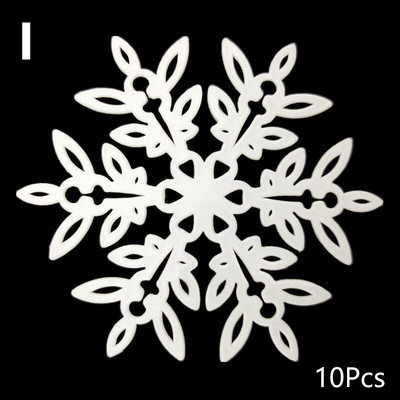 10Gb Ziemassvētku sniegpārslas DIY baltas plastmasas sniegpārslas mājām Ziemassvētku eglītes kuloni Jaungada ballītes logu kāzu dekors