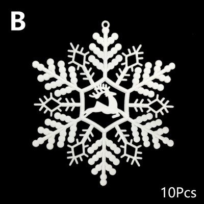 10Gb Ziemassvētku sniegpārslas DIY baltas plastmasas sniegpārslas mājām Ziemassvētku eglītes kuloni Jaungada ballītes logu kāzu dekors