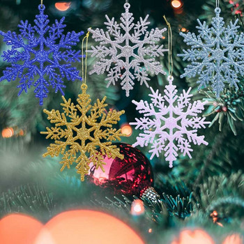12 τμχ 10cm Χρυσό Πούδρα Πλαστικό Snowflake Party Snowflake Snowflake Party Supplies Χειμερινή διακόσμηση Διακοσμητικά χριστουγεννιάτικου δέντρου για χιόνι σπιτιού