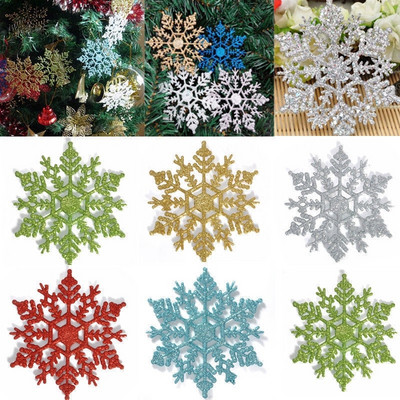 12 τμχ 10cm Χρυσό Πούδρα Πλαστικό Snowflake Party Snowflake Snowflake Party Supplies Χειμερινή διακόσμηση Διακοσμητικά χριστουγεννιάτικου δέντρου για χιόνι σπιτιού