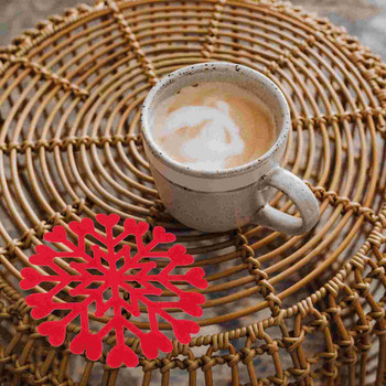 Σουβέρ Christmas Coaster Cup Snowflake Holiday Ζεστή τσόχα Τραπέζι Ροφήματα Matxmas Coffee Pad Party Trivet Mats Διακοσμήσεις Ποτό