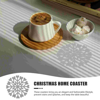 Σουβέρ Christmas Coaster Cup Snowflake Holiday Ζεστή τσόχα Τραπέζι Ροφήματα Matxmas Coffee Pad Party Trivet Mats Διακοσμήσεις Ποτό