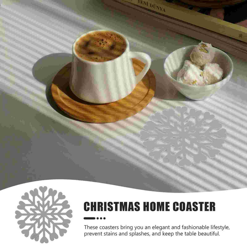 Coasters Craciun Coaster Cup Fulg de zapada Vacanta Hot Felt Masa Bauturi Matxmas Cafea Pad Party Trivet Covoras Decoratiuni Bautura