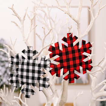 Χριστουγεννιάτικη διακόσμηση Snowflake Red and Black καρό Snowflake Χριστουγεννιάτικο δέντρο Snowflake 2022 Καλά Χριστούγεννα Διακόσμηση Ευτυχισμένο το νέο έτος 2023