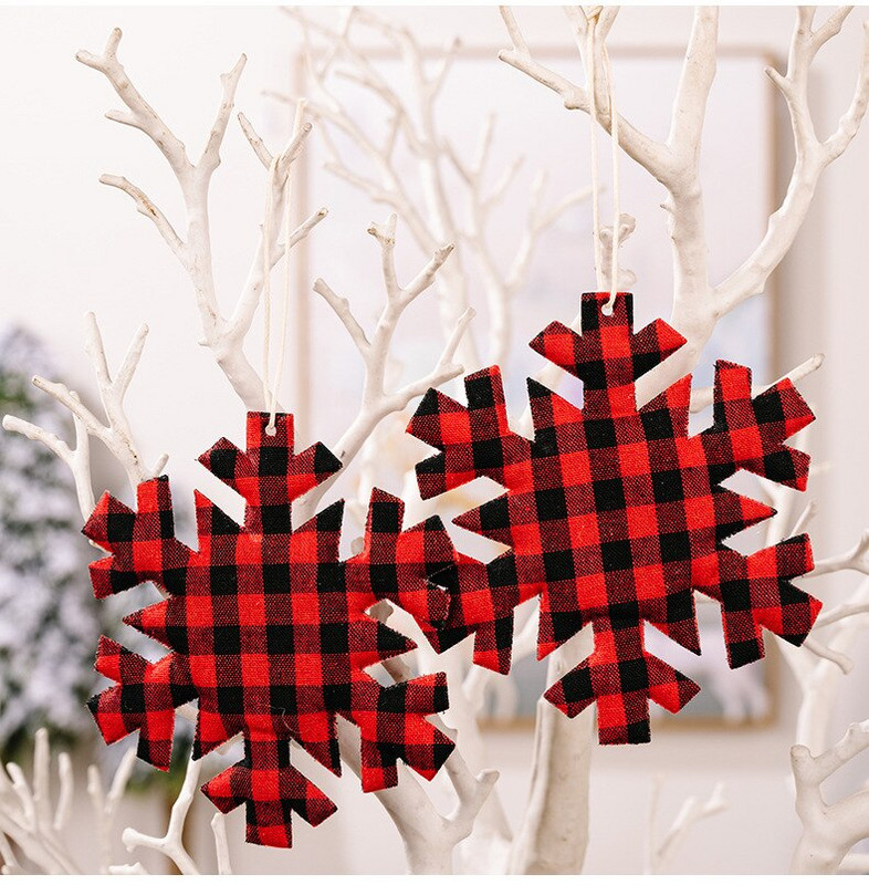 Χριστουγεννιάτικη διακόσμηση Snowflake Red and Black καρό Snowflake Χριστουγεννιάτικο δέντρο Snowflake 2022 Καλά Χριστούγεννα Διακόσμηση Ευτυχισμένο το νέο έτος 2023