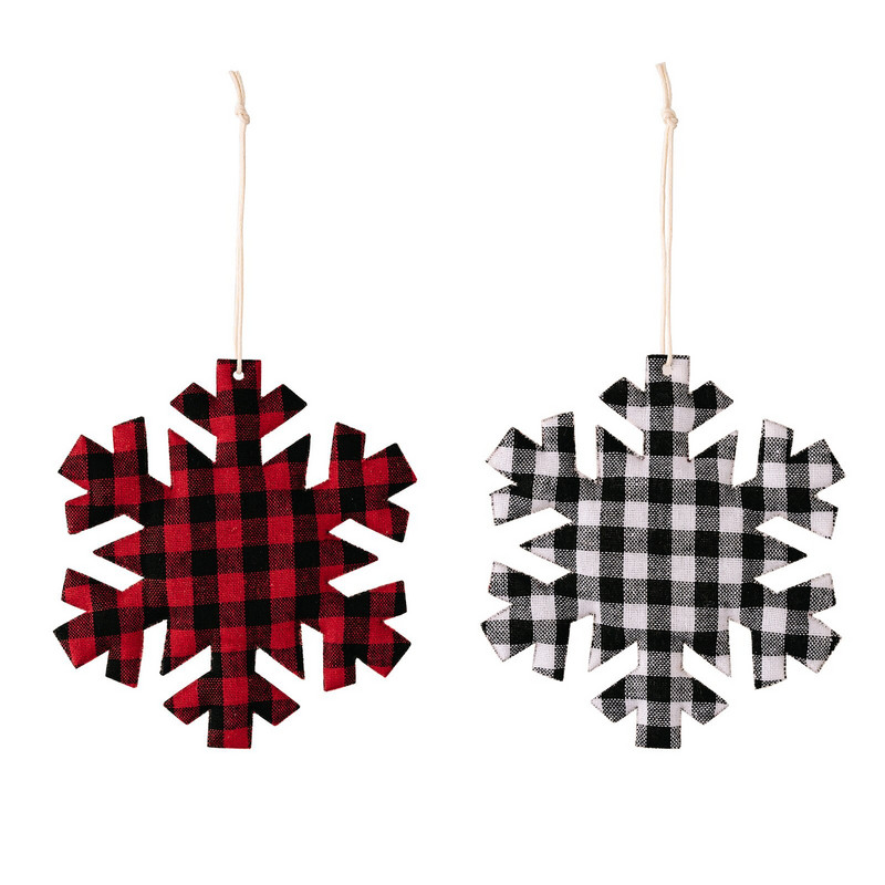 Χριστουγεννιάτικη διακόσμηση Snowflake Red and Black καρό Snowflake Χριστουγεννιάτικο δέντρο Snowflake 2022 Καλά Χριστούγεννα Διακόσμηση Ευτυχισμένο το νέο έτος 2023