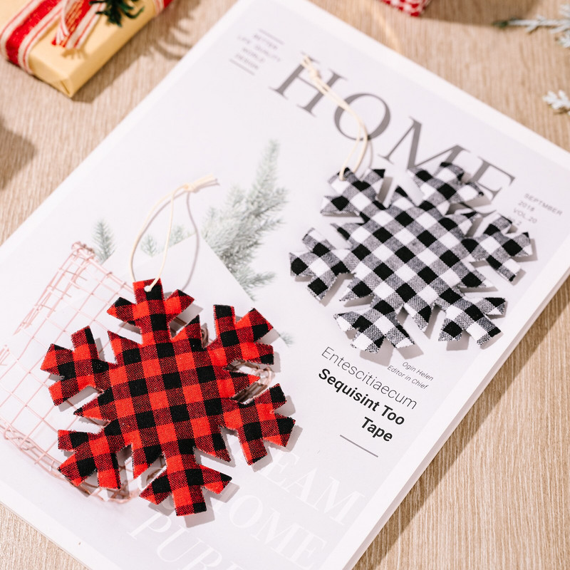 Χριστουγεννιάτικη διακόσμηση Snowflake Red and Black καρό Snowflake Χριστουγεννιάτικο δέντρο Snowflake 2022 Καλά Χριστούγεννα Διακόσμηση Ευτυχισμένο το νέο έτος 2023