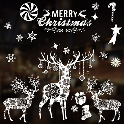 Jõuluklaasi kleebised elektrostaatilised kleebised Jõuluakna kleebised kaubanduskeskus Jõuluhõnguline kaunistus