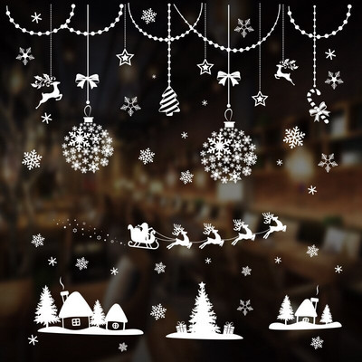 Jõuluklaasi kleebised elektrostaatilised kleebised Jõuluakna kleebised kaubanduskeskus Jõuluhõnguline kaunistus