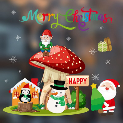 Jõuluklaasi kleebised elektrostaatilised kleebised Jõuluakna kleebised kaubanduskeskus Jõuluhõnguline kaunistus