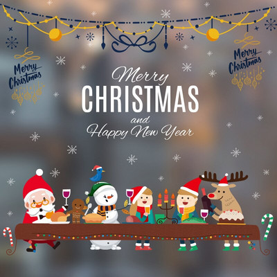 Jõuluklaasi kleebised elektrostaatilised kleebised Jõuluakna kleebised kaubanduskeskus Jõuluhõnguline kaunistus