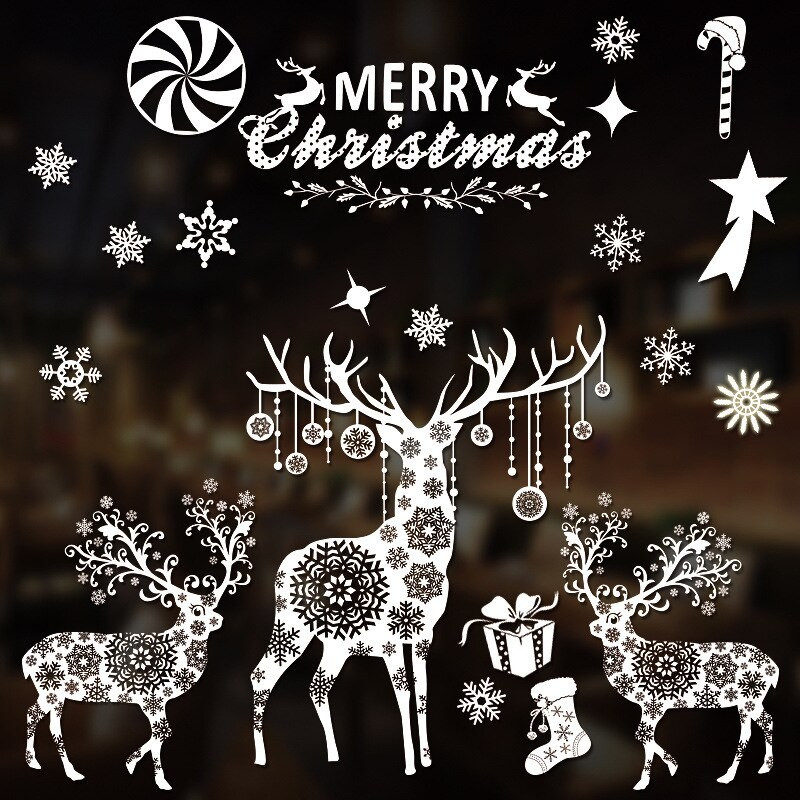 Jõuluklaasi kleebised elektrostaatilised kleebised Jõuluakna kleebised kaubanduskeskus Jõuluhõnguline kaunistus