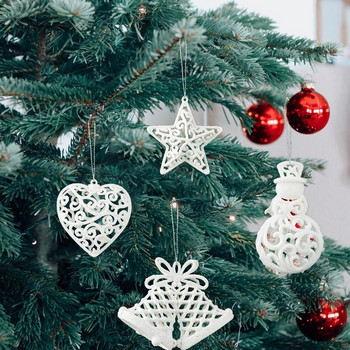 Χριστουγεννιάτικο κρεμαστό μενταγιόν Χριστουγεννιάτικο δέντρο Κρεμαστό στολίδι Λευκό στολίδια Χριστουγεννιάτικου δέντρου Διακοσμήσεις νιφάδες χιονιού/άλκες/άλογο/αγάπη