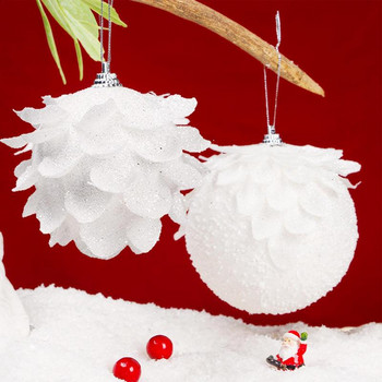 Коледна висяща висулка Коледно дърво Орнамент за висулка Бели орнаменти за коледно дърво Декорации Снежинки/лосове/кон/любов