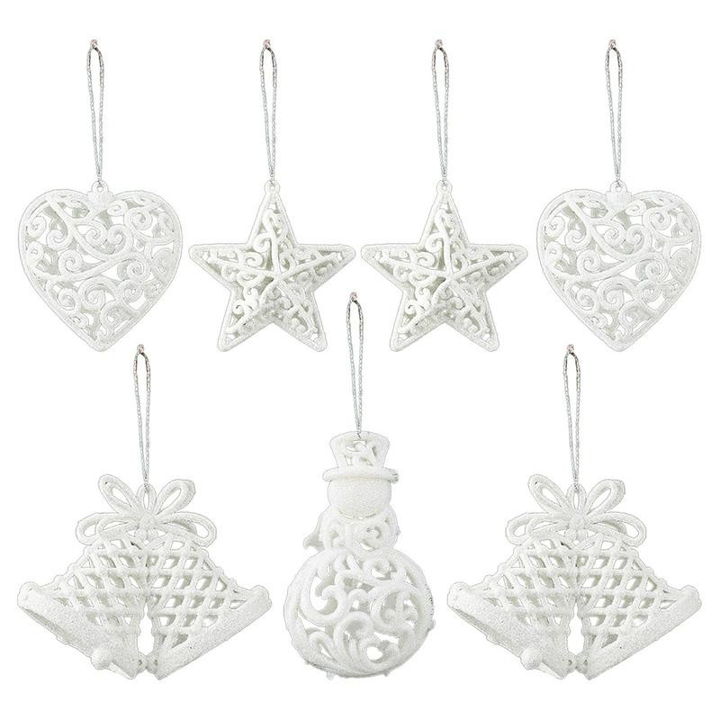 Pandantiv agățat de Crăciun Ornament pentru brad de Crăciun Ornamente alb pentru brad de Crăciun Decoratiuni Fulgi de nea/Elk/cal/dragoste