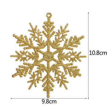 12 τμχ 10cm Πλαστικό Χρυσό Ασημί Glitter Πούδρα Χιονονιφάδα Χριστουγεννιάτικα Στολίδια Κρεμαστό Πρωτοχρονιάτικο Χριστουγεννιάτικο Δέντρο Διακοσμητικό νιφάδα χιονιού