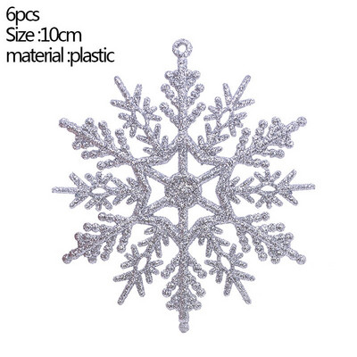 12 komada 10 cm plastične zlatno-srebrne svjetlucave pahuljice u prahu, božićni ukrasi, privjesak, novogodišnja božićna jelka, ukrasna pahuljica