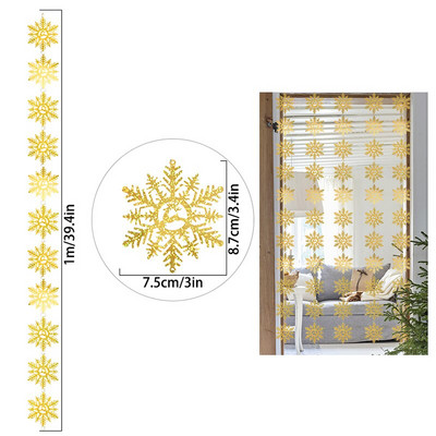 Χριστουγεννιάτικο χαρτί για νιφάδες χιονιού 1m Γιρλάντα Τεχνητές νιφάδες χιονιού Πανό με λέιζερ Διακοσμήσεις Χριστουγεννιάτικων δέντρων για Στολίδια για το Πρωτοχρονιάτικο Πάρτυ σπιτιού