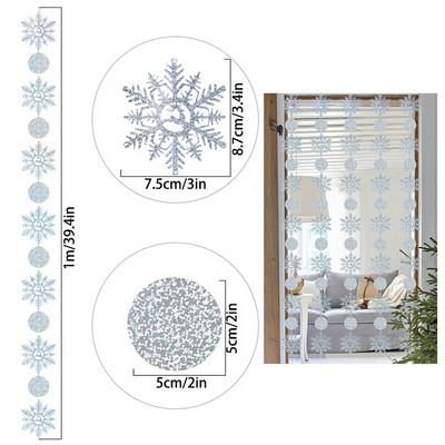 Χριστουγεννιάτικο χαρτί για νιφάδες χιονιού 1m Γιρλάντα Τεχνητές νιφάδες χιονιού Πανό με λέιζερ Διακοσμήσεις Χριστουγεννιάτικων δέντρων για Στολίδια για το Πρωτοχρονιάτικο Πάρτυ σπιτιού