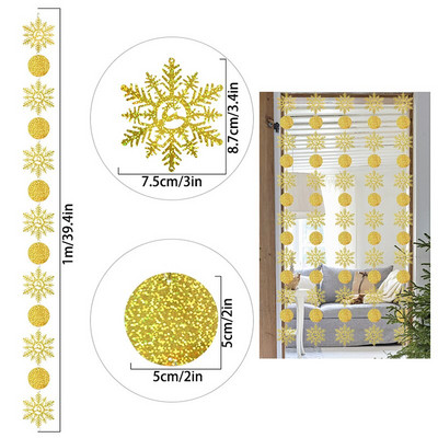 Χριστουγεννιάτικο χαρτί για νιφάδες χιονιού 1m Γιρλάντα Τεχνητές νιφάδες χιονιού Πανό με λέιζερ Διακοσμήσεις Χριστουγεννιάτικων δέντρων για Στολίδια για το Πρωτοχρονιάτικο Πάρτυ σπιτιού