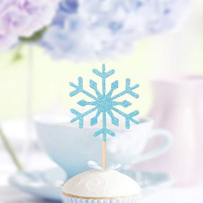 10tk Snowflake Cupcake Toppers Peokaunistused Talvised Pulmakaunistus Hõbedased Jõuluehted Lumivalgeke