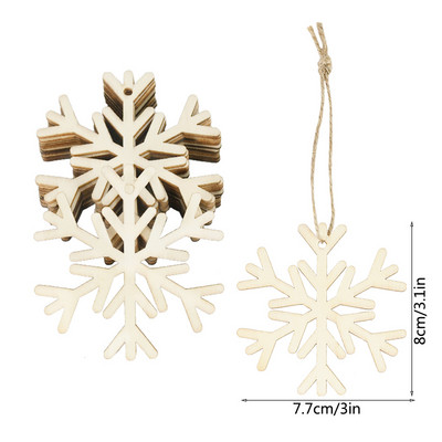 10 tk puidust lumehelbe laastud DIY jõulupuu rippuvad ripatsid jõulukaunistus kodukaunistus 2023 uusaasta Navidad Natal