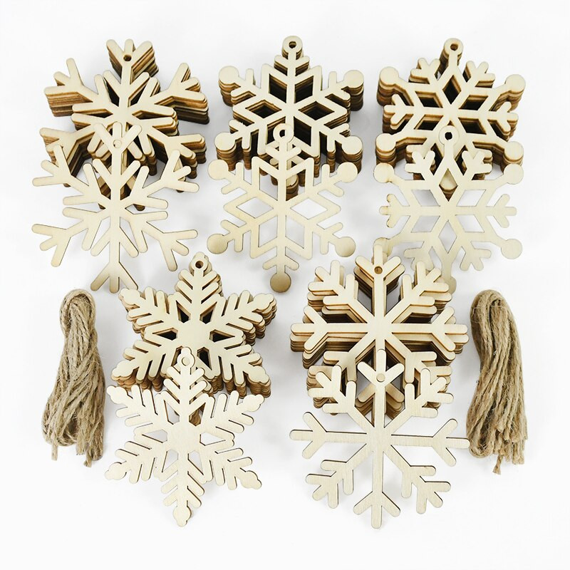 10 tk puidust lumehelbe laastud DIY jõulupuu rippuvad ripatsid jõulukaunistus kodukaunistus 2023 uusaasta Navidad Natal
