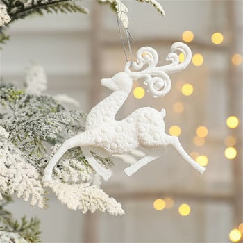 Glitter White Snowflake Στολίδια Διακόσμηση Χριστουγεννιάτικου Δέντρου Χριστουγεννιάτικο Διακόσμηση σπιτιού Τρισδιάστατο κρεμαστό μενταγιόν με άλκες δώρο για πρωτοχρονιάτικο πάρτι Navidad
