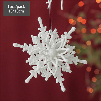 Glitter White Snowflake Στολίδια Διακόσμηση Χριστουγεννιάτικου Δέντρου Χριστουγεννιάτικο Διακόσμηση σπιτιού Τρισδιάστατο κρεμαστό μενταγιόν με άλκες δώρο για πρωτοχρονιάτικο πάρτι Navidad