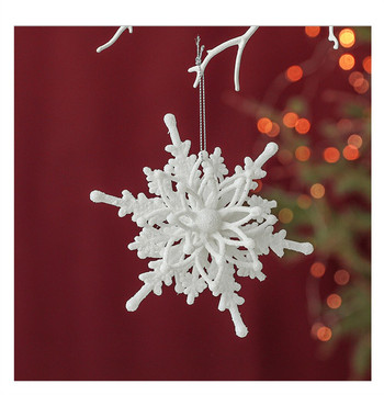 Блестящи бели снежинки Орнаменти Коледна елха Декорация Коледен домашен декор 3D Елк Висяща висулка Новогодишен подарък за парти Navidad